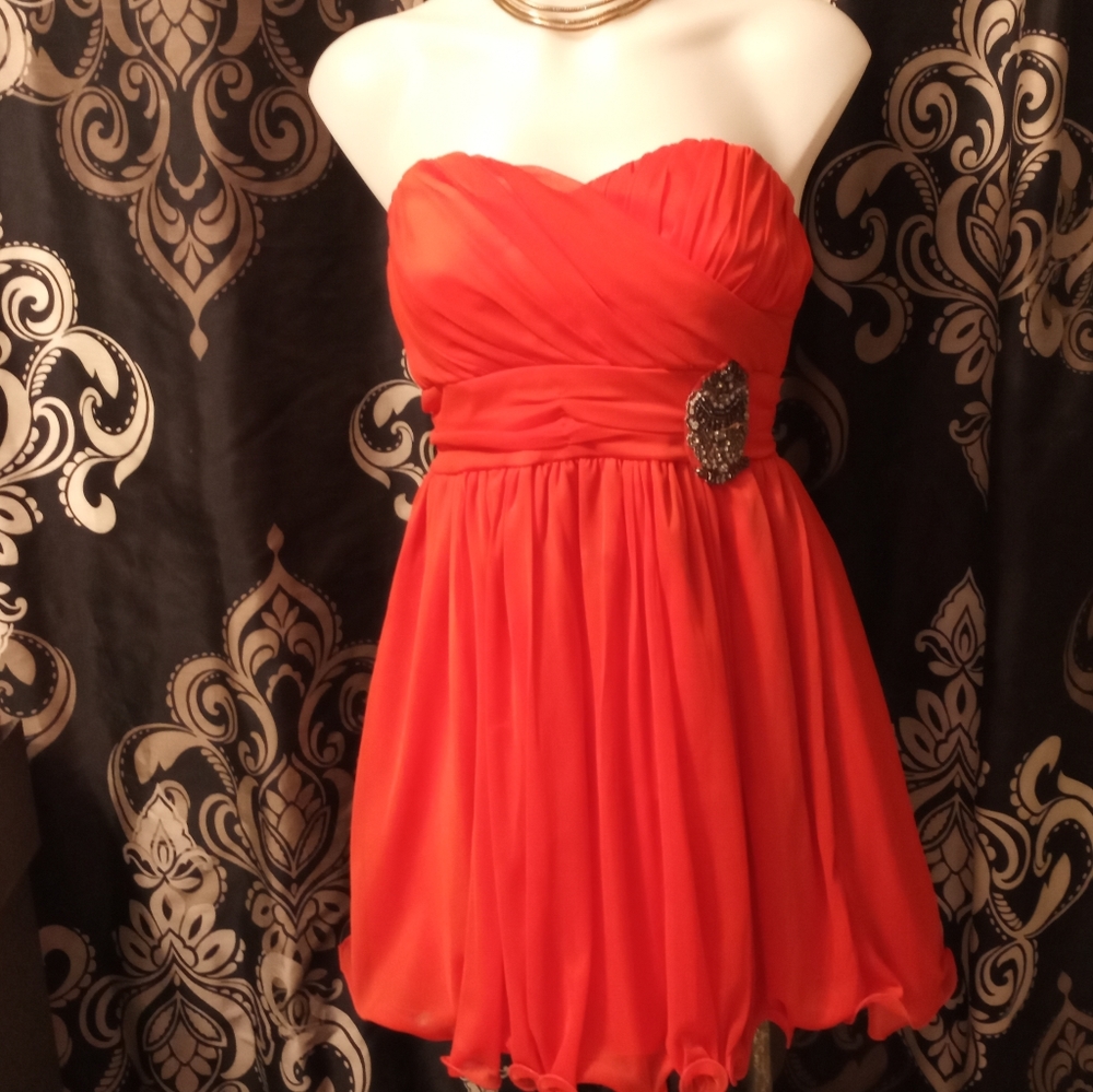 Orange sequin hearts dress